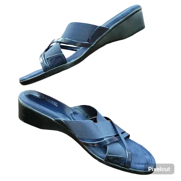 Mootsies Tootsies Navy Blue Patent Leather Strappy Sandals Size 9.5 - Picture 8 of 10